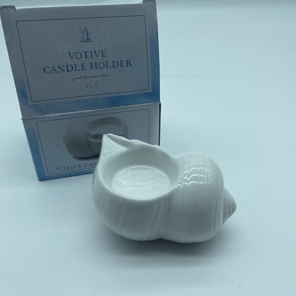 Votive Candle Holders Set of 3 Sea Shells White - Picture 6 of 8